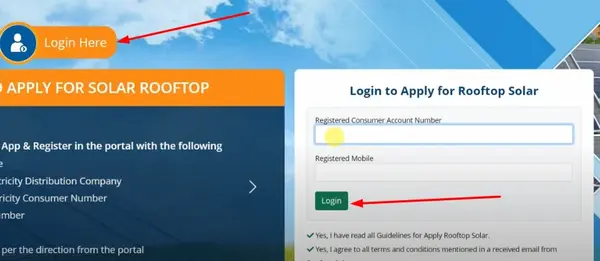 Solar Rooftop Scheme Login