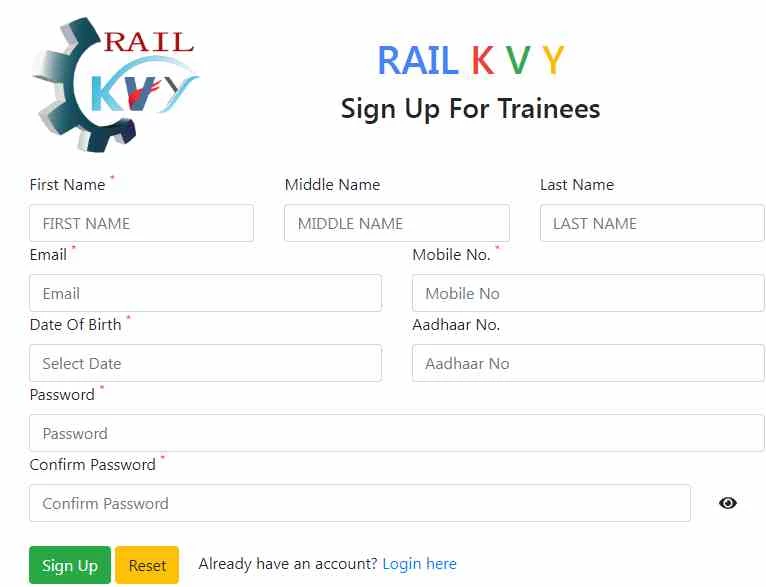 Rail kaushal Vikash yojana sign up